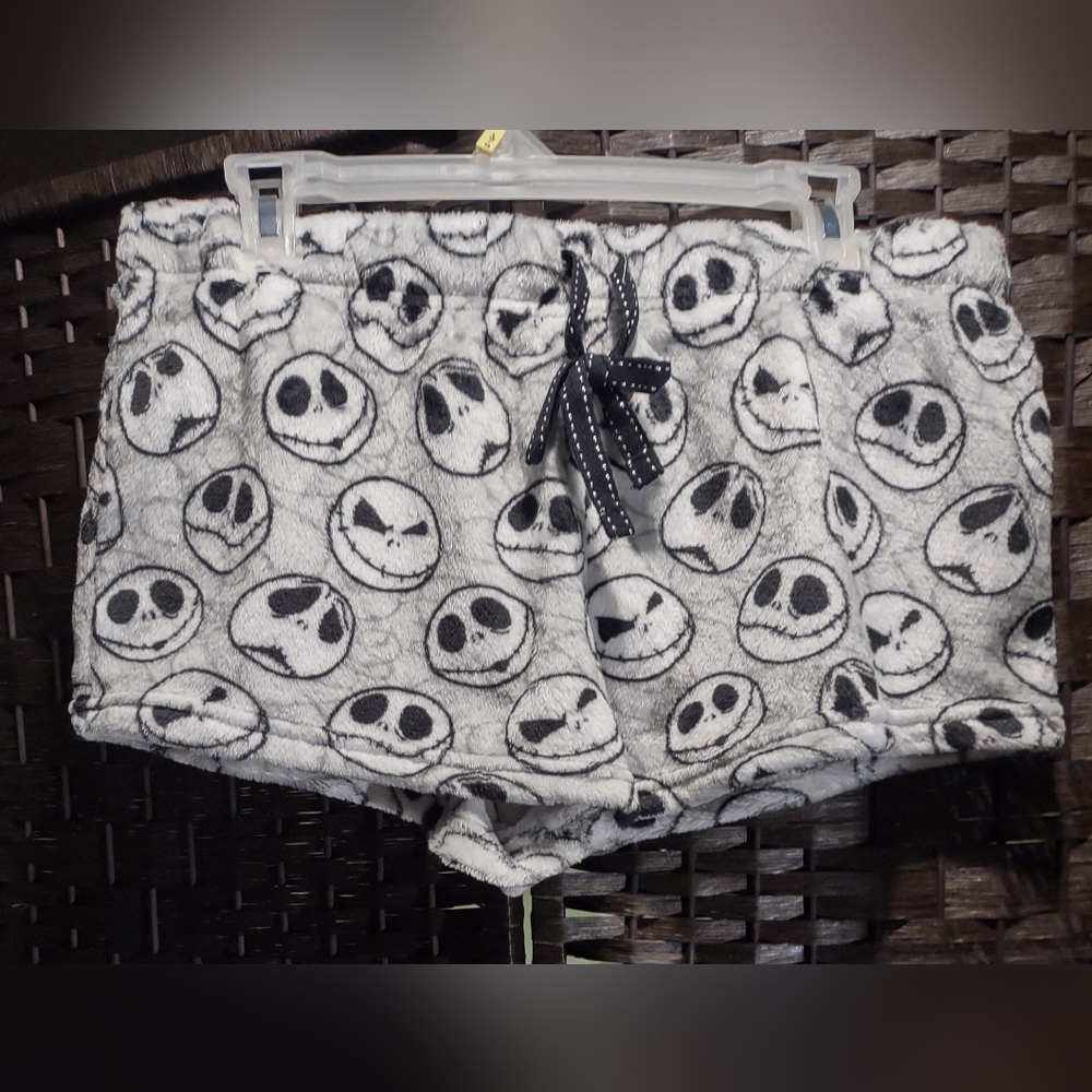 Nightmare Before Christmas Gray Minky Plush Sleep Shorts Women's M